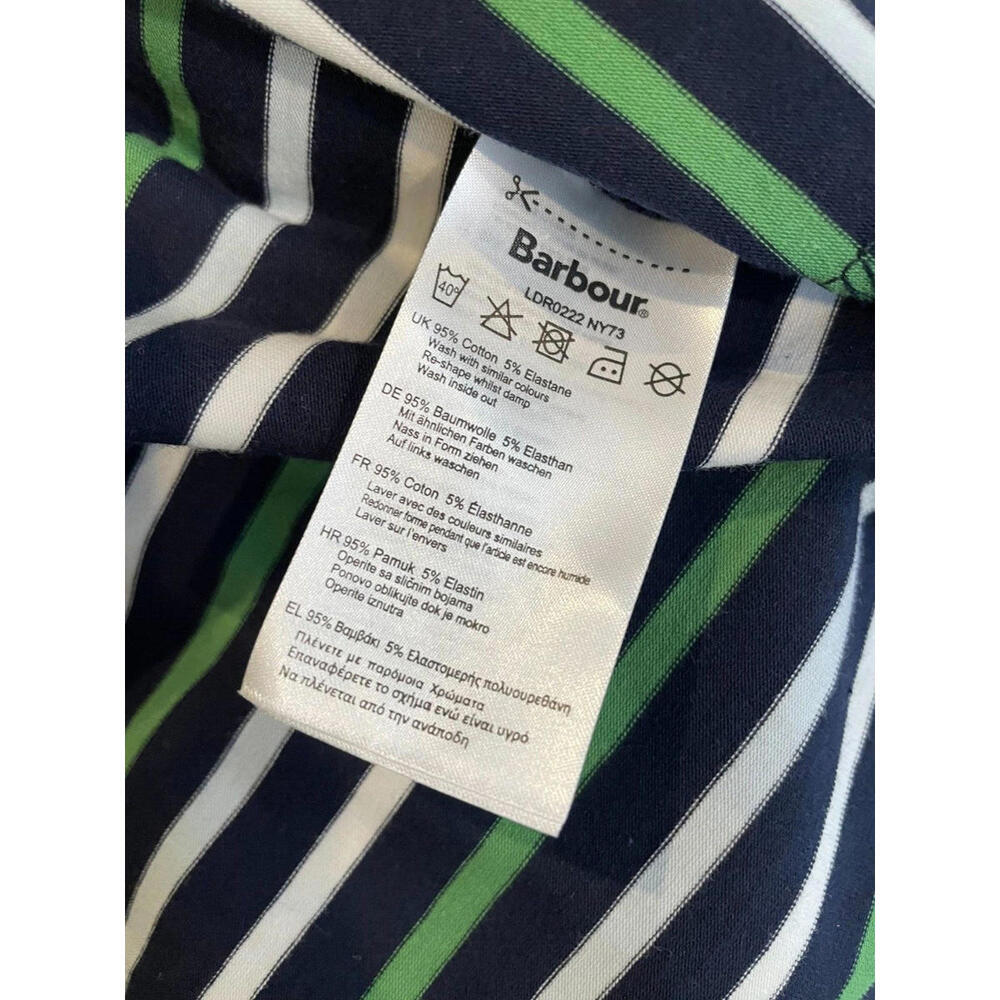 Barbour Littlehampton Dress Striped Jersey Short Sleeve Size 6 Navy Blue Green - Picture 8 of 9